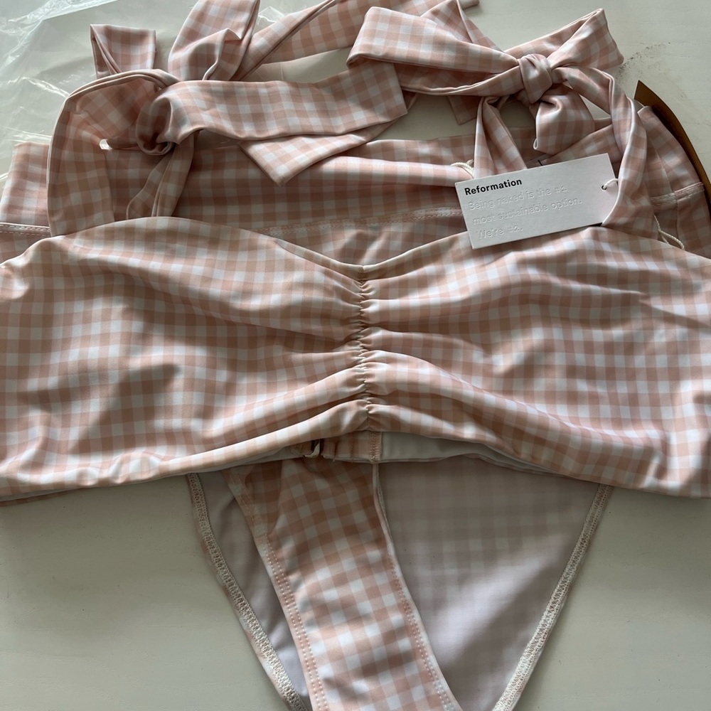 NWT Pink Gingham Reformation Bikini